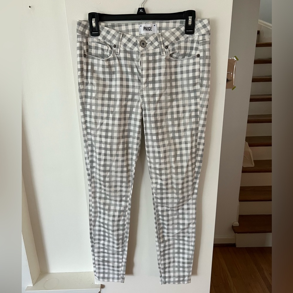 Paige Denim Jean Material Black/Gray and White Checked Size 30